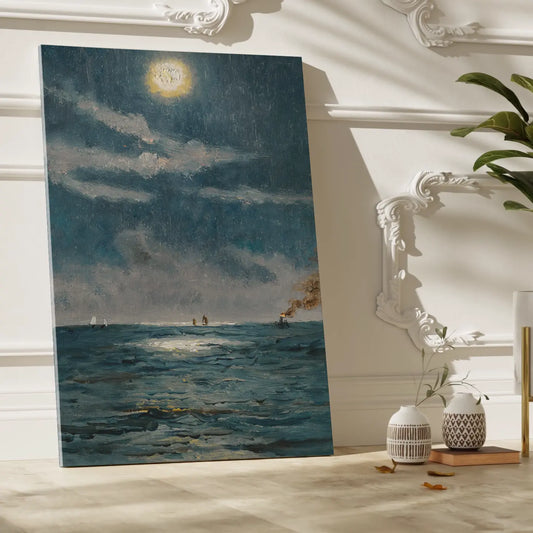 A Calm Moonlit Marine Scene by Alfred Stevens - Posters, Prints, & Visual Artwork