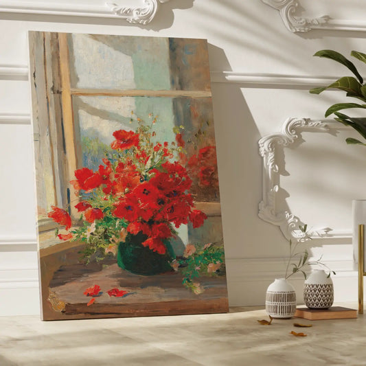 A Bouquet Of Poppies By The Window by Olga Wisinger Florian - Posters, Prints, & Visual Artwork